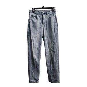 American Eagle Mom Jeans High Waisted Light Wash Denim Stretch Womens 4‎